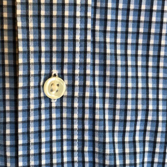 Chaps Blue Check Shirt Button Down Cotton Men's Large Pocket Plaid - Picture 3 of 8